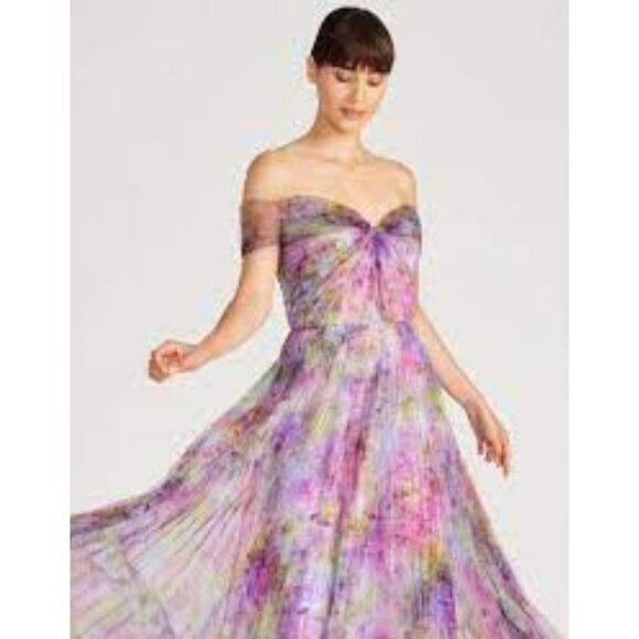 Theia Purple Wisteria Gown Organza Strapless A-line Maxi Dress Size 4 NWT - Picture 1 of 10